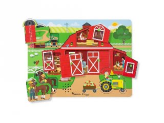 Hangot adó, fogantyús formaberakó, Farm (Melissa&Doug, 9 db-os puzzle, 0-2 év)