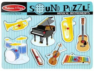 Hangot adó fogantyús formaberakó, Hangszerek (Melissa&Doug, 8 db-os bébi fajáték, 0-3 év)