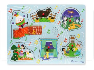 Hangot adó, fogantyús formaberakó, Mondókák, kék (Melissa&Doug, 6 db-os puzzle, 1-3 év)