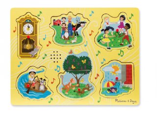 Hangot adó, fogantyús formaberakó, Mondókák, sárga (Melissa&Doug, 6 db-os puzzle, 1-3 év)