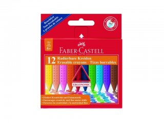 Háromszögletű zsírkréta készlet (Faber-Castell, 12 db kiradírozható, nagyméretű szett, 2-12 év)