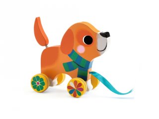 Húzható játék kutyus Lou, Djeco fa mozgásfejlesztő bébijáték - 6258 (1-3 év)