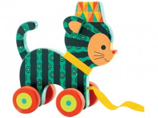 Húzós fajáték, Neko (Djeco, 6233, cicás mozgásfejlesztő bébijáték, 1-3 év)