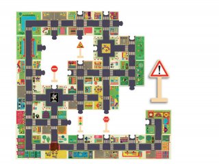 Játszószőnyeg puzzle, Város (Djeco, 7161, 24 db-os óriás puzzle, 3-5 év)
