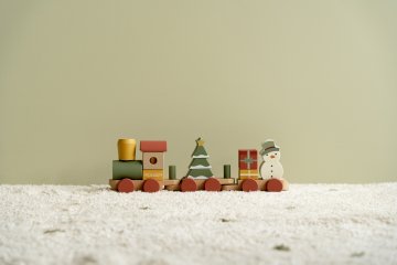 Karácsonyi játékvonat építőelemekkel, Little Dutch fa szerepjáték (4861, 1-4 év)