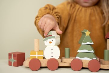 Karácsonyi játékvonat építőelemekkel, Little Dutch fa szerepjáték (4861, 1-4 év)