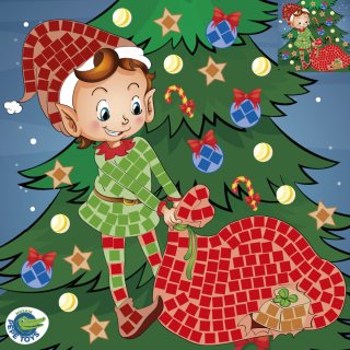 Karácsonyi mozaikkép készítő, Karácsonyi Manó (kreatív játék, 3-8 év)