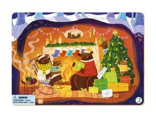 Keretes puzzle Maci család karácsonya, 53 db-os kirakó (DO, 5-8 év)