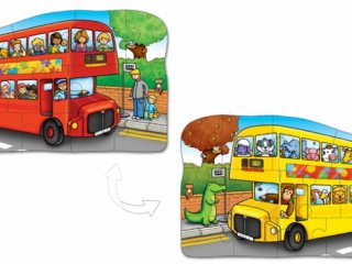 Kétoldalas puzzle: Emeletes busz (Orchard, little bus, 12 db-os kétoldalas puzzle, 2-5 év)