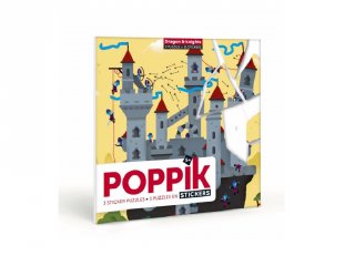 Kreatív poszter készítés 105 db puzzle matricával, Lovagok és sárkányok (Poppik, 5-7 év)