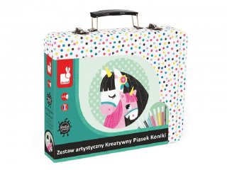Lovas homokképkészítő bőröndben (7764, Janod, kreatív képkészítő, 4-8 év)