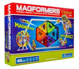 Magformers Carnival Set, Vidámpark, 46 db-os készlet (különleges, mágneses építőjáték: körhinták, óriáskerekek, hinták, 3-12 év)