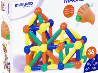 Mágneses építőjáték, 36 db-os (Miniland, 94105, műanyag építőjáték, 3-6 év)