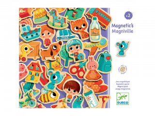 Mágneses fajáték, Magniville (Djeco, 3123, 36 db-os képalkotó játék, 2-5 év)