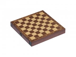 Mágneses, fiókos fa sakk készlet (GK, 25x25 cm stratégiai társasjáték, 6-99 év)