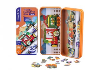 Mágneses puzzle játék Karácsonyi vonat, kreatív játék (MierEdu, 3-6 év)