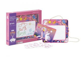 Mágneses rajztábla sablonokkal és rajzkártyákkal Unikornis, kreatív szett (MierEdu, 3-6 év)