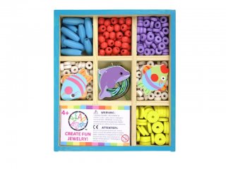 Mini gyöngykészlet fa dobozban, Vízi kaland (Bead Bazaar, ékszerkészítő kreatív játék, 4-8 év)