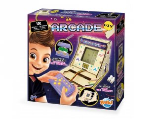 Mini összeépíthető Arcade játékgép 12 játékkal, Buki tudományos építőjáték (2167, 8-14 év)