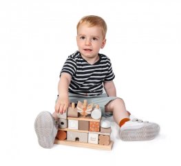 Montessori rudas formaépítő Nugát, fa készségfejlesztő játék (Label, 34376, 18 hó-3 év)