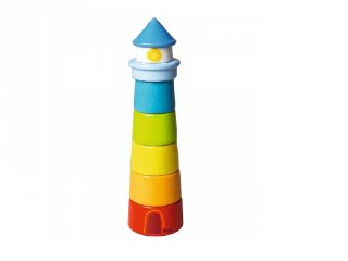 Montessori torony, Világítótorony (300170, Haba, logikai bébi építőjáték fából, 1-3 év)