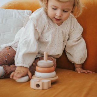 Montessori toronyépítő Nugát, fa készségfejlesztő játék (Label, 34383, 1-3 év)