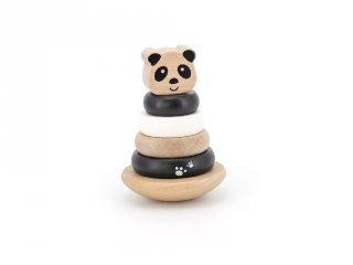 Montessori toronyépítő Panda, fa készségfejlesztő játék (Label, 25446, 1-3 év)