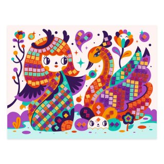 Mozaikkép készítő Kokeshi babák, Djeco kreatív szett - 8904 (5-8 év)