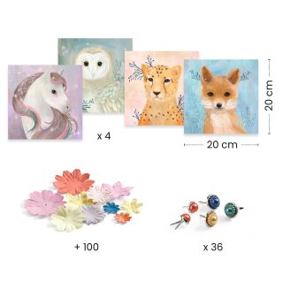 Művészeti műhely Állatok virágokkal, Djeco kreatív szett - 9454 (5-8 év)
