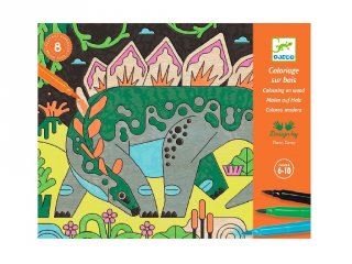 Művészeti műhely fa alapra színezés Dino world, Djeco kreatív szett - 8739 (6-10 év)