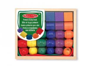 Nagyméretű fa fűzőcske (Melissa&Doug, 10544, 30 db-os kreatív fajáték, 2-5 év)