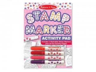 Nyomda végű filctoll, 20 mintalappal, lányos (2421, Melissa & Doug, stamp marker, 4db filctoll munkalapokkal, 1-6 év)