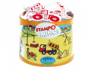 Nyomdakészlet, festékpárnával, Építkezés (Aladine, 10 db-os kreatív készlet, 3-10 év)