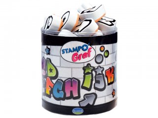 Nyomdakészlet, festékpárnával, Graffiti ABC (Aladine, 31 db-os kreatív készlet, 6-12 év)