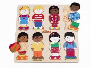 Öltöztetős formaberakó és puzzle, Emberek (Tidlo, 24 db-os fajáték, 1-3 év)