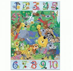 Óriás megfigyelő puzzle A dzsungelben 1-10-ig, Djeco 54 db-os kirakó - 7148 (5-8 év)