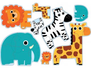 Óriás puzzle, Dzsungel állatai (Djeco, 7135, vegyes darabszámú kirakó, 2-5 év)