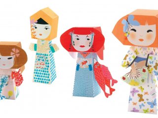 Origami, Kokeshi babák (Djeco, 9672, kreatív  játék, 8-14 év)