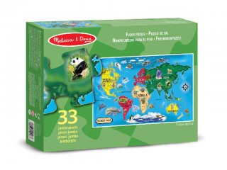 Padló puzzle, Világtérkép (Melissa&Doug, 446, 33 db-os kirakó, 4-8 év)