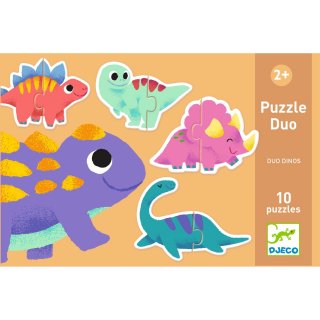 Párosító puzzle Dínócskák, Djeco készségfejlesztő játék - 8263 (2-4 év)
