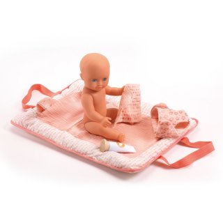Pelenkázótáska játékbabához Világos rózsaszín, Djeco szerepjáték - 7850 (3-6 év)