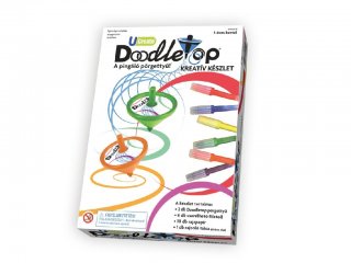 Pingáló pörgettyű készlet (University Games, Doodletop, 18 + 1 db-os kreatív design szett, 5-12 év)