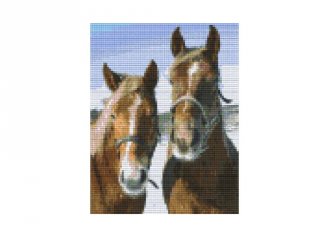 Pixelhobby képkészlet, barna lovak (804194, 4db alaplap + színek, 7-99 év)