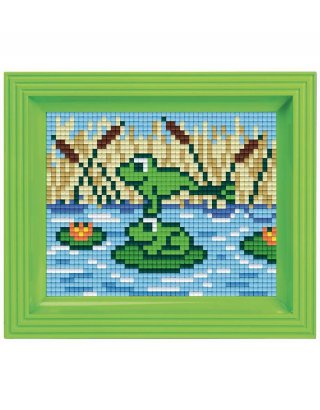 Pixelhobby képkészlet, békák (31246, 10x12 cm-es alaplap, színek, képkeret, 7-99 év)
