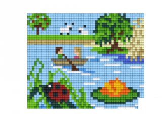Pixelhobby képkészlet, csónakázás a tavon (801267, 1db alaplap + színek, 7-99 év)