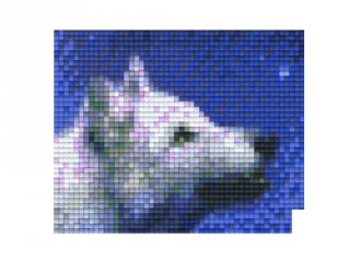 Pixelhobby képkészlet, fehér farkas (801302, 1db alaplap + színek, 7-99 év)
