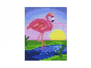 Pixelhobby képkészlet, flamingó a naplementében (801427, 1db alaplap + színek, 7-99 év)