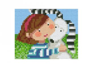 Pixelhobby képkészlet, kislány kutyával (801379, 1db alaplap + színek, 7-99 év)