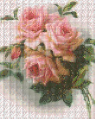 Pixelhobby képkészlet, Vintage virágok (804082, 4db alaplap + színek, 7-99 év)