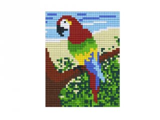 Pixelhobby képkészlet, zöldszárnyú ara (801251, 1db alaplap + színek, 7-99 év)